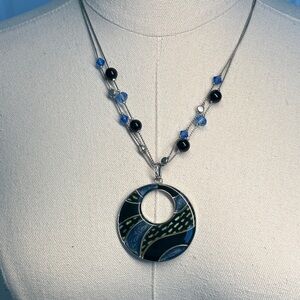 Blue and Black Pendant Necklace